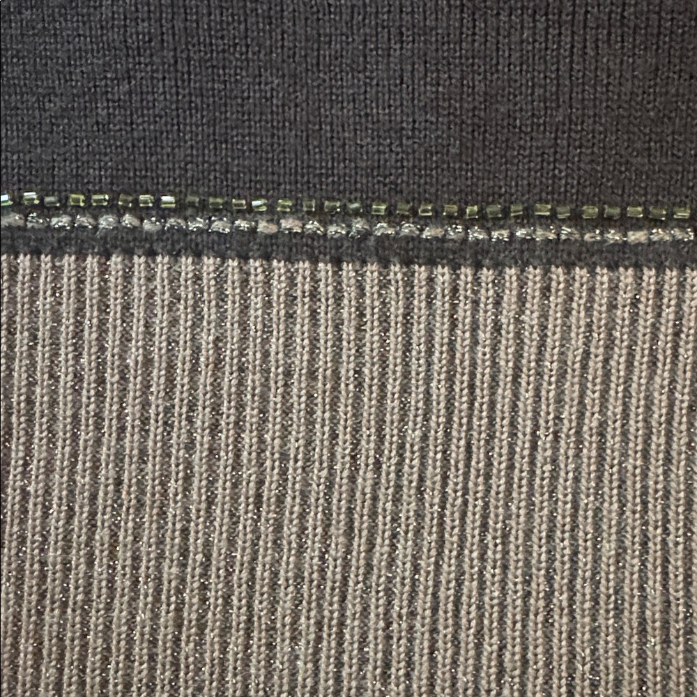 Sanctuary Women’s Large Chocolate & Gold Metallic Stripe Knit Glamorous Sweater - Picture 3 of 6